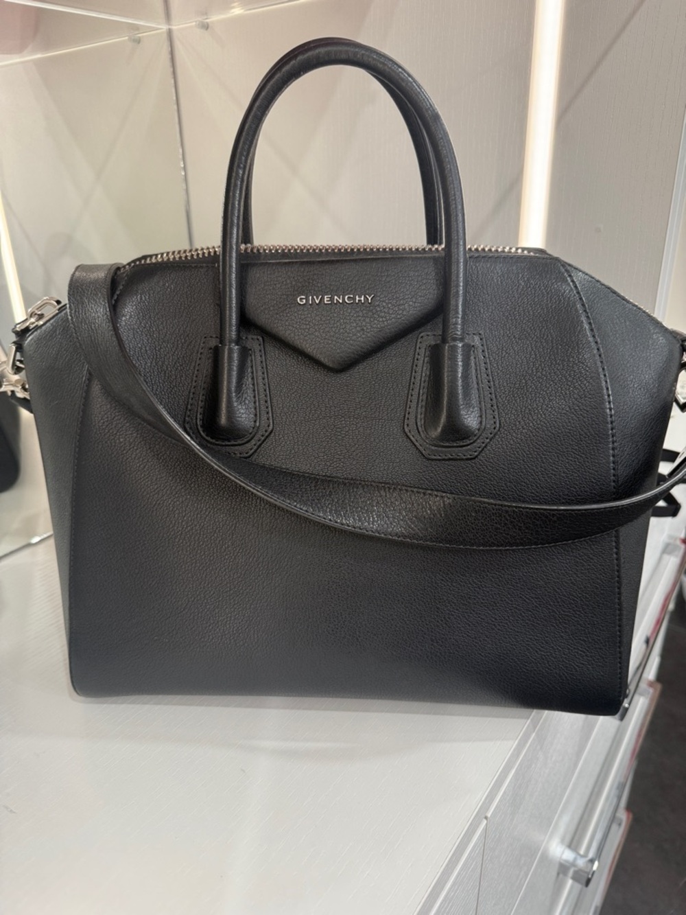 Givenchy Black Leather Top-Handle Satchel with Shoulder Strap